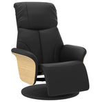 Recliner Chair with Footrest Black Faux Leather