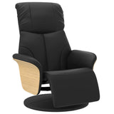 Recliner Chair with Footrest Black Faux Leather - Front View