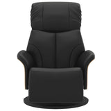 Recliner Chair with Footrest Black Faux Leather - Side View