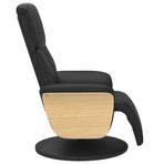 Recliner Chair with Footrest Black Faux Leather