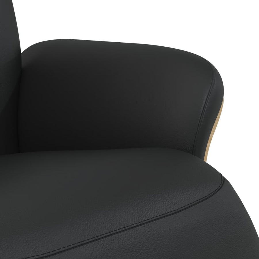 Recliner Chair with Footrest Black Faux Leather
