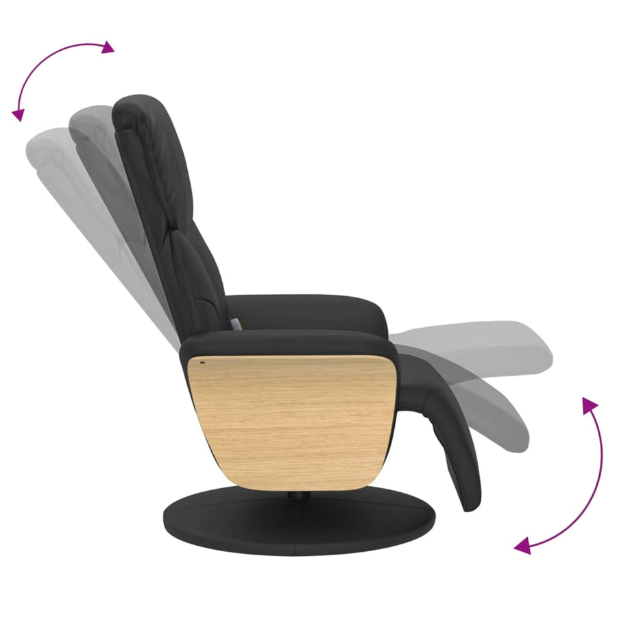 Massage Recliner Chair with Footrest Black Faux Leather