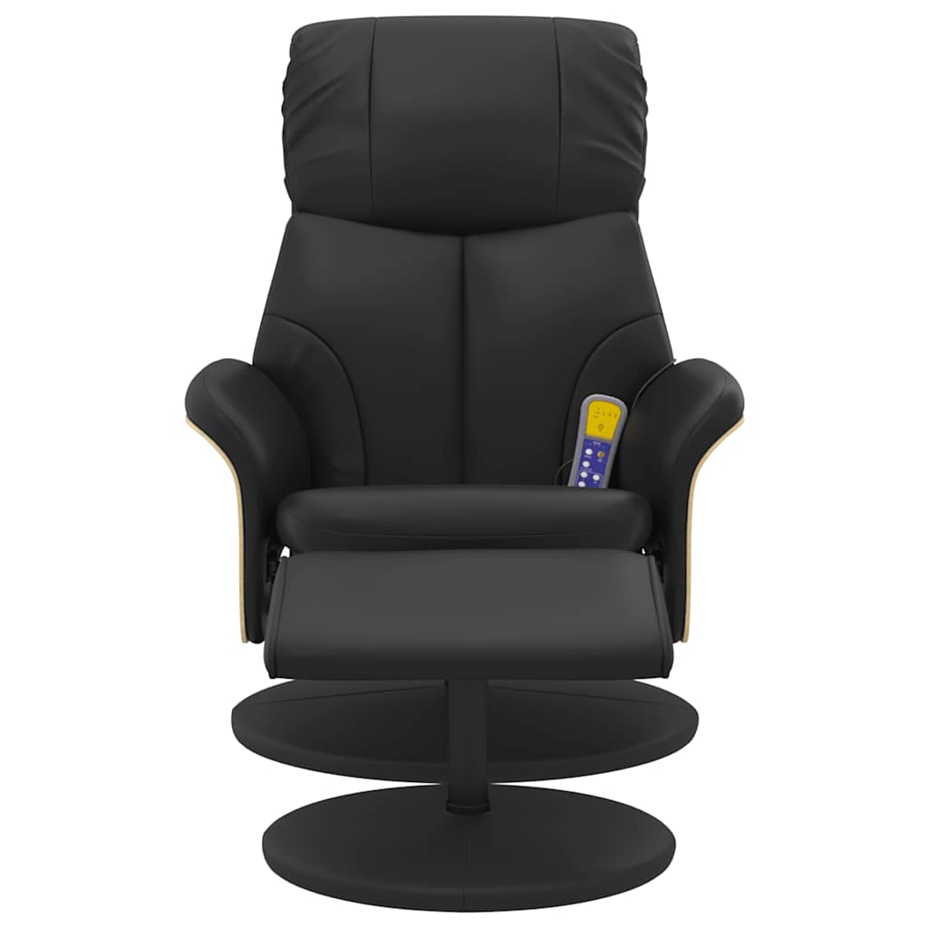 Massage Recliner Chair with Footstool Black Faux Leather