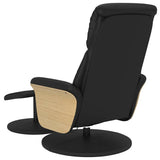 Massage Recliner Chair with Footstool Black Faux Leather - Rear View