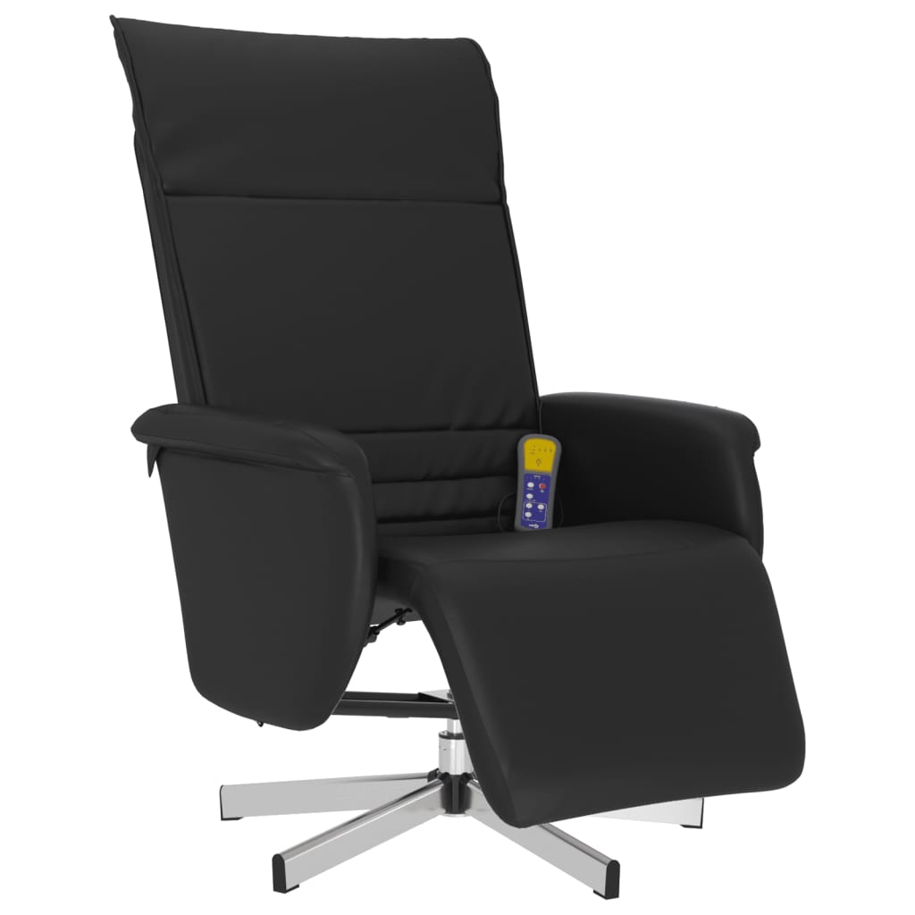 Massage Recliner Chair with Footrest Black Faux Leather