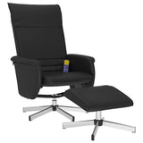 Massage Recliner Chair with Footstool Black Faux Leather - Front View