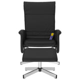 Massage Recliner Chair with Footstool Black Faux Leather - Side View