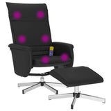 Massage Recliner Chair with Footstool Black Faux Leather - Close-Up Angle