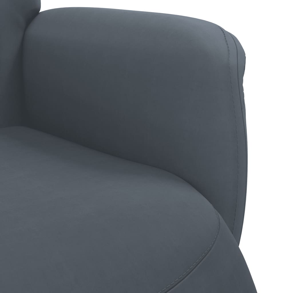 Recliner Chair with Footrest Dark Grey Velvet