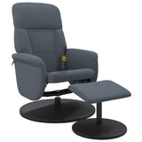 Massage Recliner Chair with Footstool Dark Grey Velvet - Side View