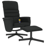 Massage Recliner Chair with Footstool Black Faux Leather - Front View