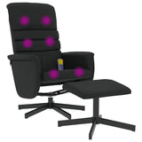 Massage Recliner Chair with Footstool Black Faux Leather - Close-Up Angle