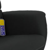 Massage Recliner Chair with Footstool Black Faux Leather - Low Angle