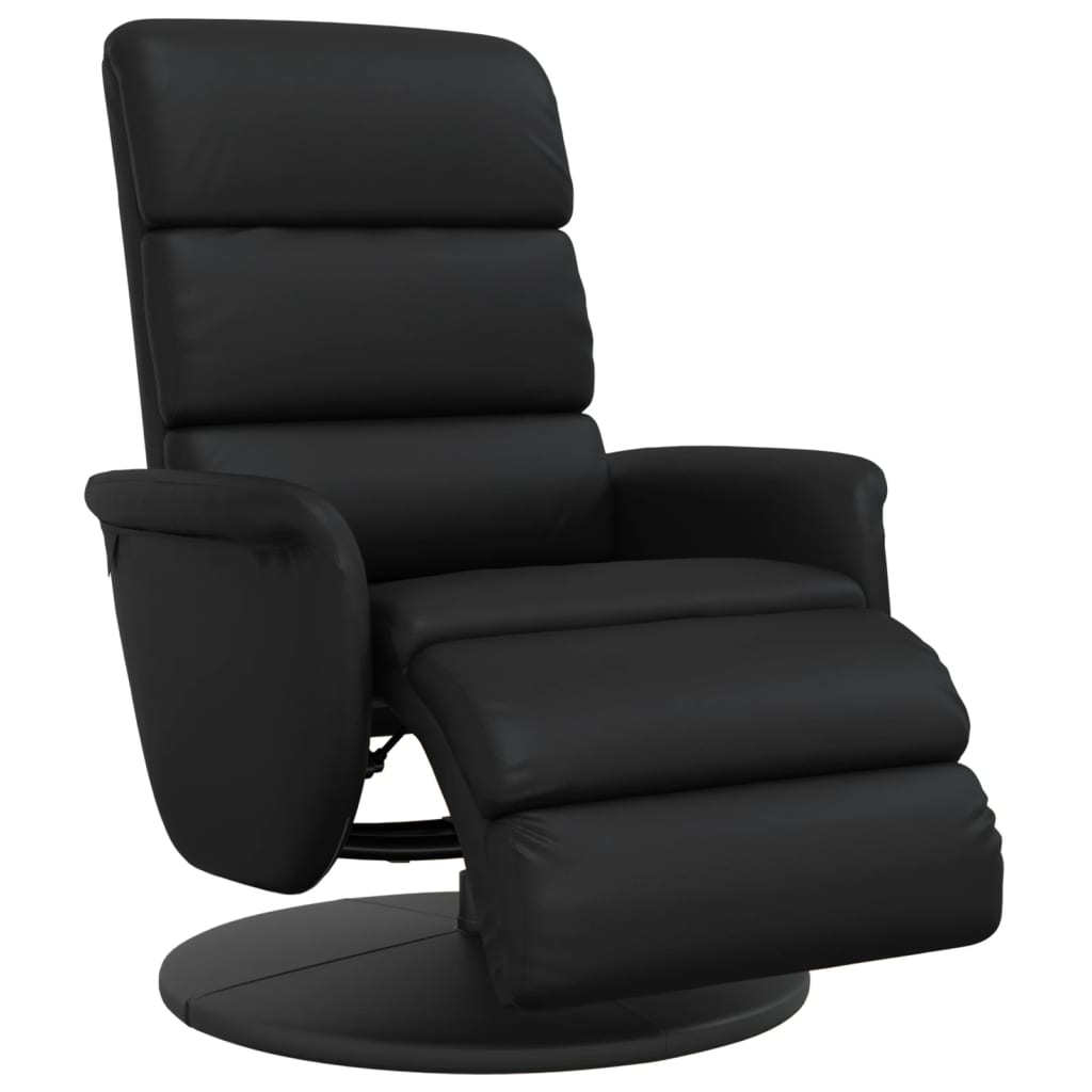 Recliner Chair with Footrest Black Faux Leather