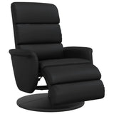 Recliner Chair with Footrest Black Faux Leather - Front View