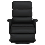 Recliner Chair with Footrest Black Faux Leather