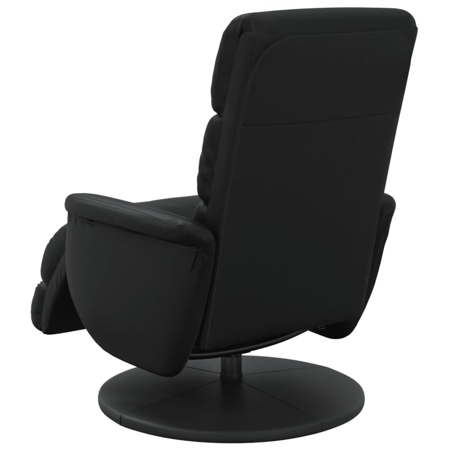 Recliner Chair with Footrest Black Faux Leather