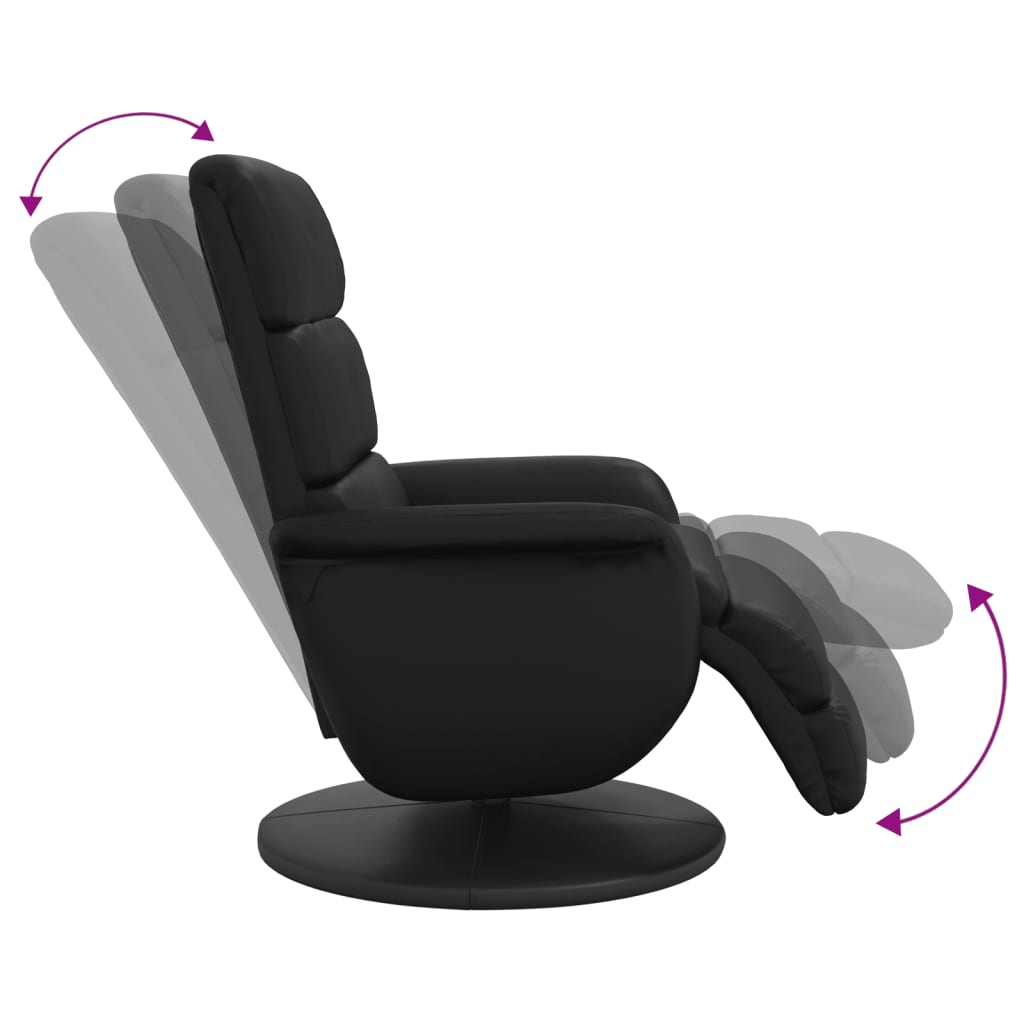 Recliner Chair with Footrest Black Faux Leather