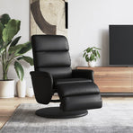 Recliner Chair with Footrest Black Faux Leather