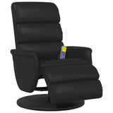 Massage Recliner Chair with Footrest Black Faux Leather - Front View