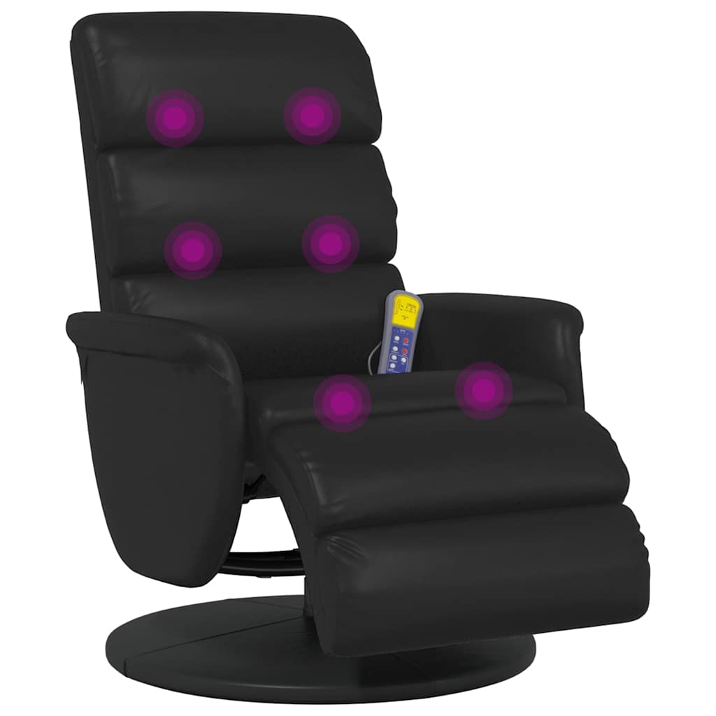 Massage Recliner Chair with Footrest Black Faux Leather
