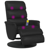 Massage Recliner Chair with Footrest Black Faux Leather