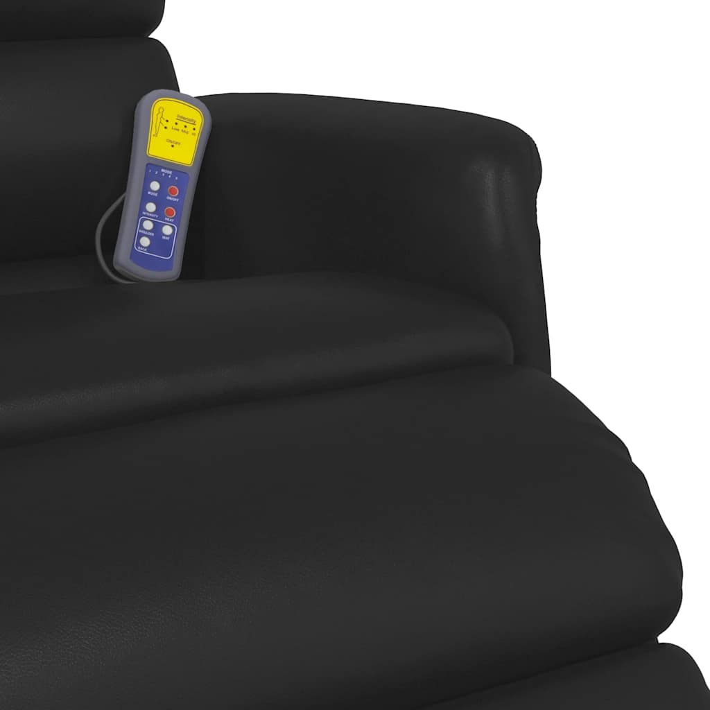 Massage Recliner Chair with Footrest Black Faux Leather