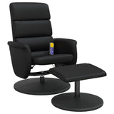 Massage Recliner Chair with Footstool Black Faux Leather - Front View