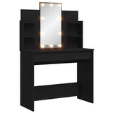 Dressing Table with LED Lights Black 96x40x142 cm - Front View