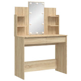Dressing Table with LED Lights Sonoma Oak 96x40x142 cm - Side View