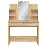 Dressing Table with LED Lights Sonoma Oak 96x40x142 cm - 45-Degree Angle