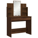 Dressing Table with LED Lights Brown Oak 96x40x142 cm - Side View