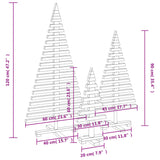 Wooden Christmas Trees for Decoration 3 pcs Solid Wood Pine