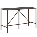 7 Piece Garden Bar Set with Cushions Brown Poly Rattan - Top-Down View