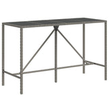 7 Piece Garden Bar Set with Cushions Grey Poly Rattan - Top-Down View