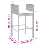 7 Piece Garden Bar Set with Cushions Grey Poly Rattan - Close-Up Angle