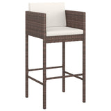 5 Piece Garden Bar Set with Cushions Brown Poly Rattan - Side View