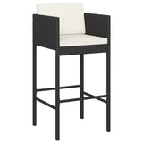 5 Piece Garden Bar Set with Cushions Black Poly Rattan - Side View