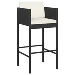 7 Piece Garden Bar Set with Cushions Black Poly Rattan