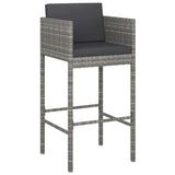 5 Piece Garden Bar Set with Cushions Grey Poly Rattan - Side View
