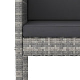 5 Piece Garden Bar Set with Cushions Grey Poly Rattan - 45-Degree Angle