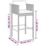 7 Piece Garden Bar Set with Cushions Grey Poly Rattan