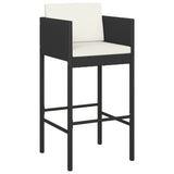 7 Piece Garden Bar Set with Cushions Black Poly Rattan - Side View