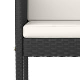 7 Piece Garden Bar Set with Cushions Black Poly Rattan - 45-Degree Angle
