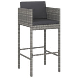 7 Piece Garden Bar Set with Cushions Grey Poly Rattan - Side View