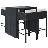 5 Piece Garden Bar Set with Cushions Black Poly Rattan