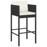 5 Piece Garden Bar Set with Cushions Black Poly Rattan - Side View
