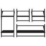 4 Piece Wall Shelf Set with Bars Black Engineered Wood - Top-Down View