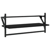 4 Piece Wall Shelf Set with Bars Black Engineered Wood - 45-Degree Angle