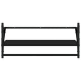 4 Piece Wall Shelf Set with Bars Black Engineered Wood